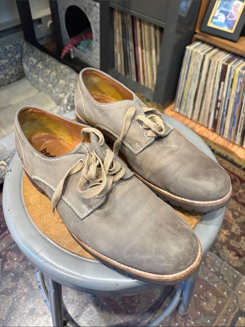 Bed Stu Men's Gray Nubuck leather Lace-Up Derby Shoes - size 10